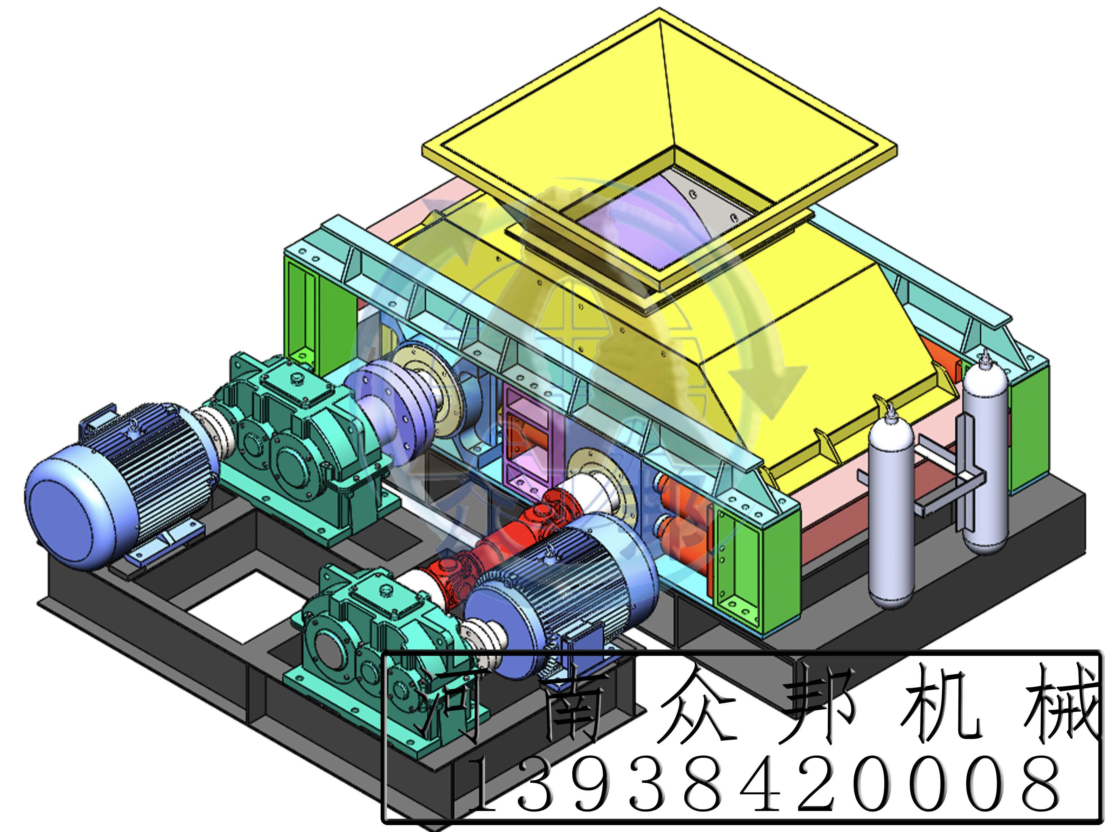 液壓對輥制砂機3D圖